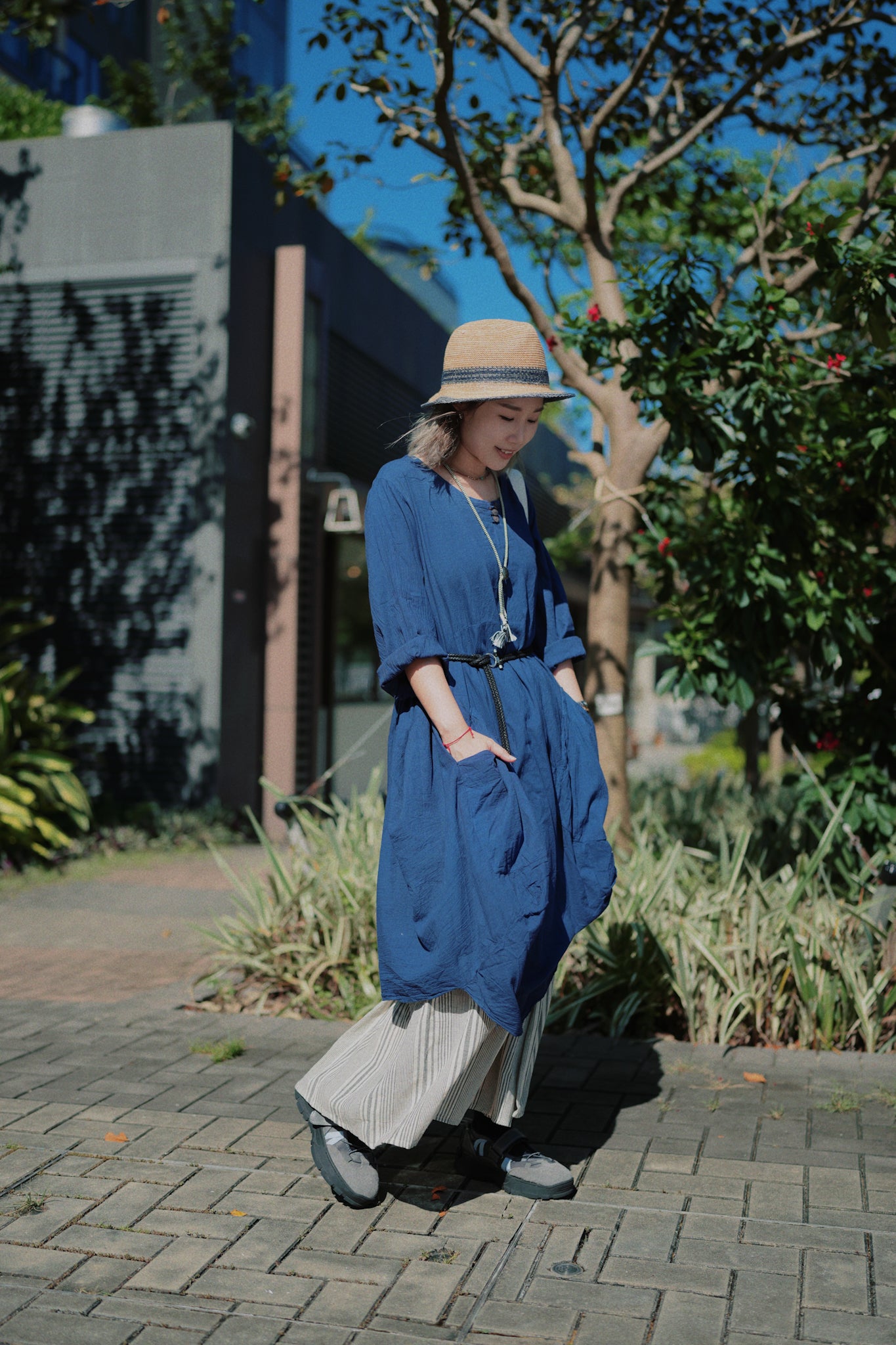 NA405 Striped Cotton Skirt with Lining