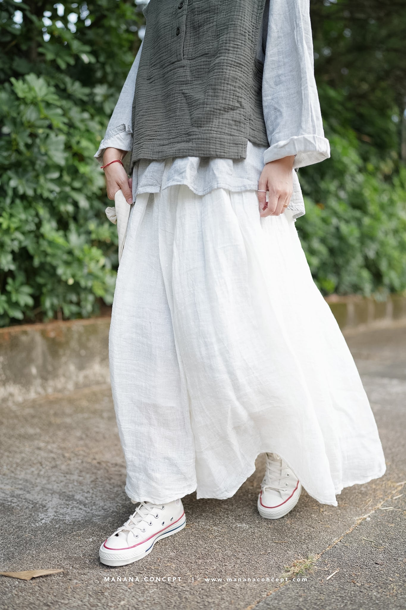 CA665 BASIC CREPE LINEN SKIRT