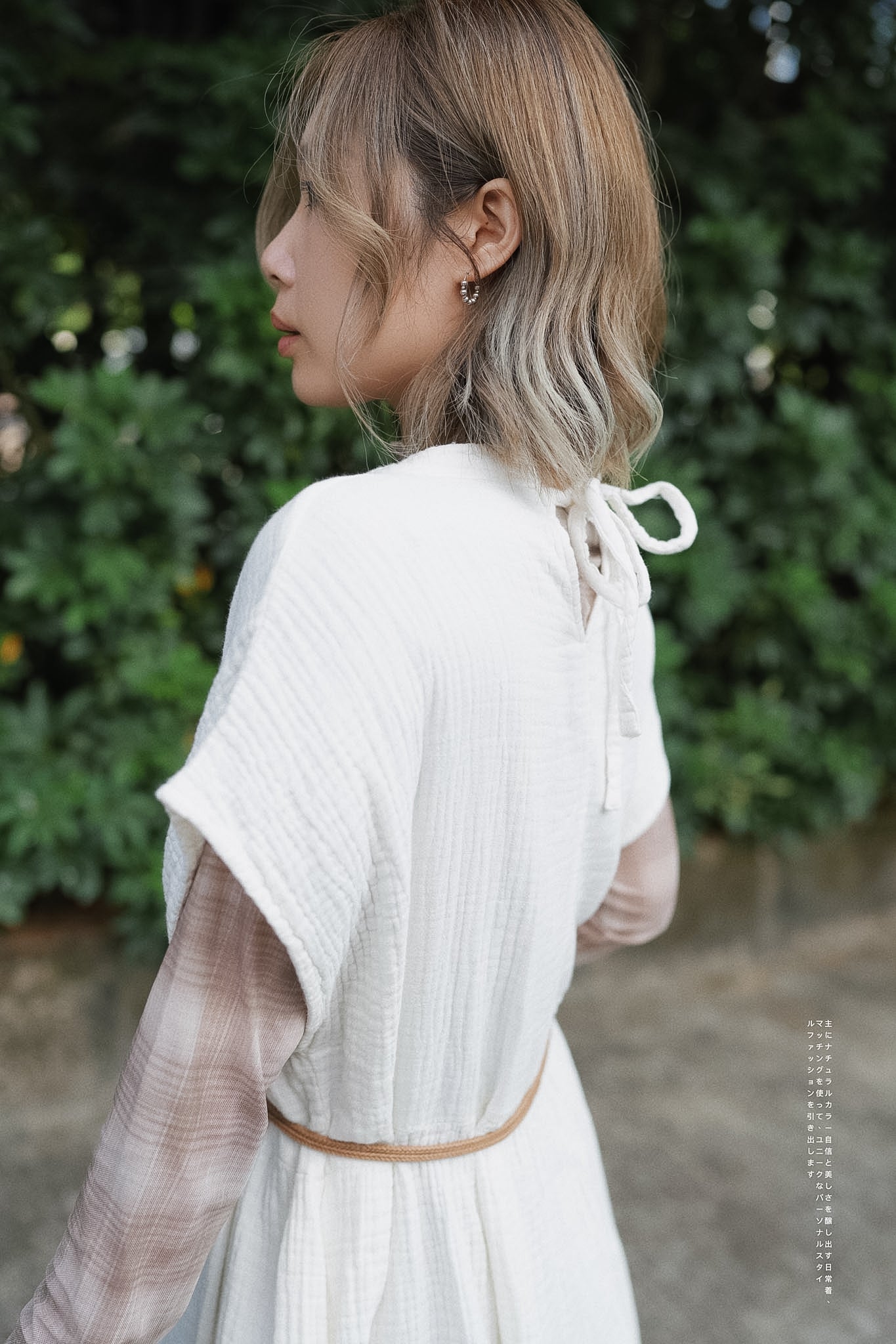 CA663 V-NECK BUTTON OP DRESS