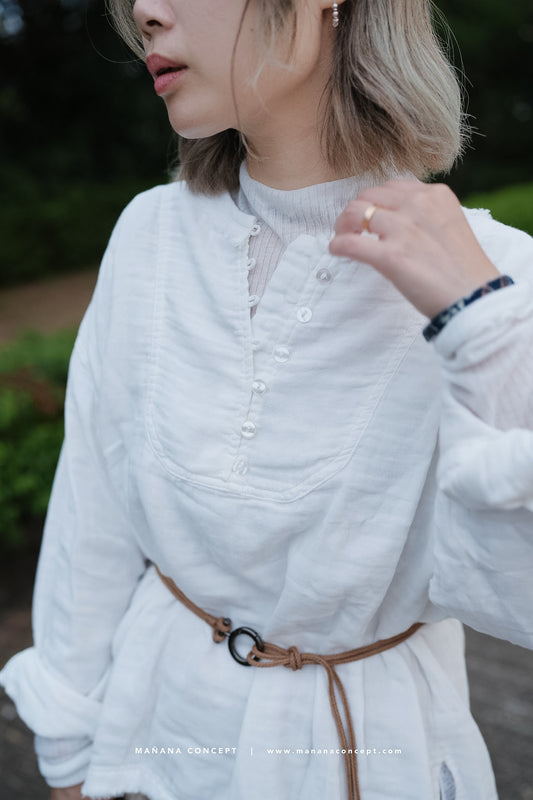 CA673 GAUZE COLLARLESS SHIRT