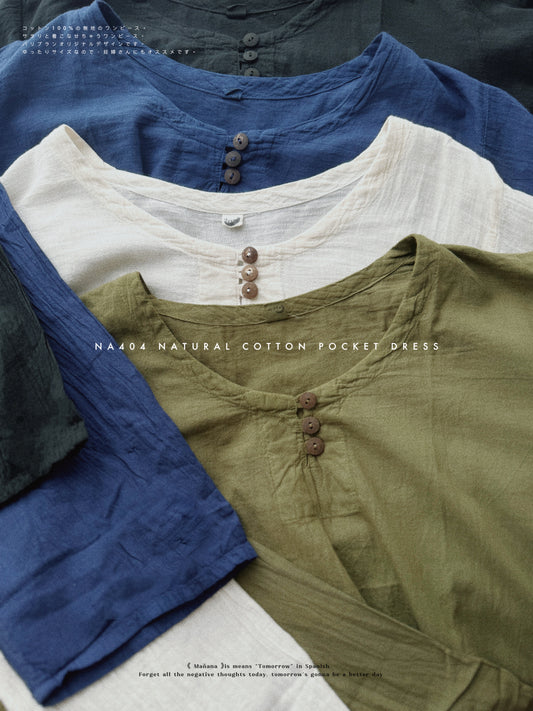 NA404 NATURAL COTTON POCKET DRESS