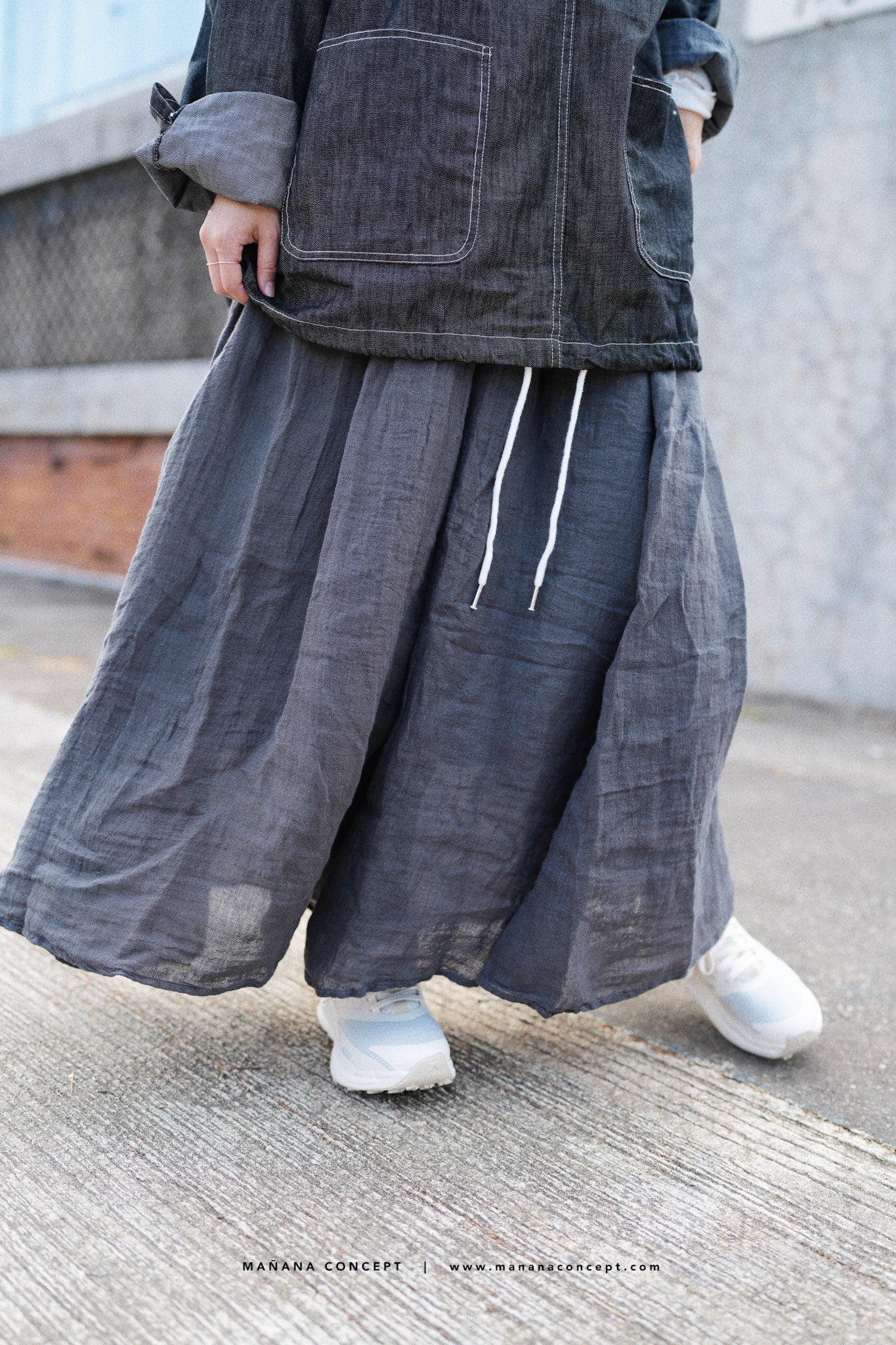 CA665 BASIC CREPE LINEN SKIRT