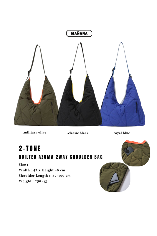 NA499 2-TONE QUILTED AZUMA 2WAY SHOULDER BAG