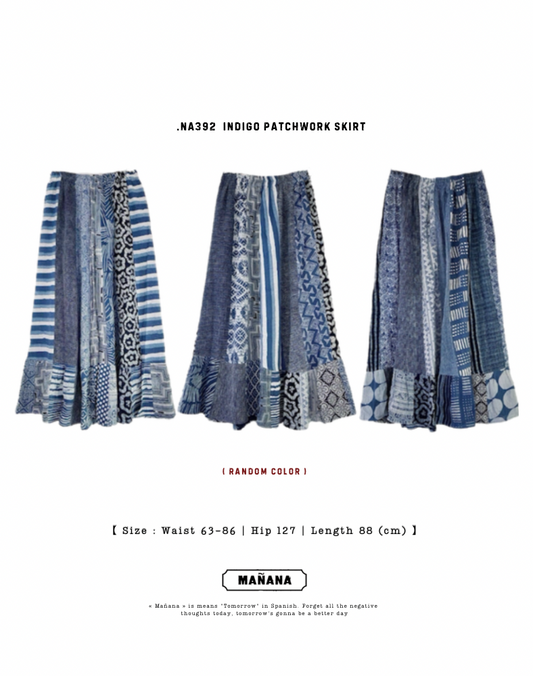 NA392 INDIGO PATCHWORK SKIRT