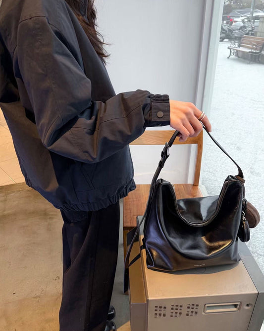 MZ951 ITALIAN HANDMADE LEATHER BOXY HOBO BAG / *9色