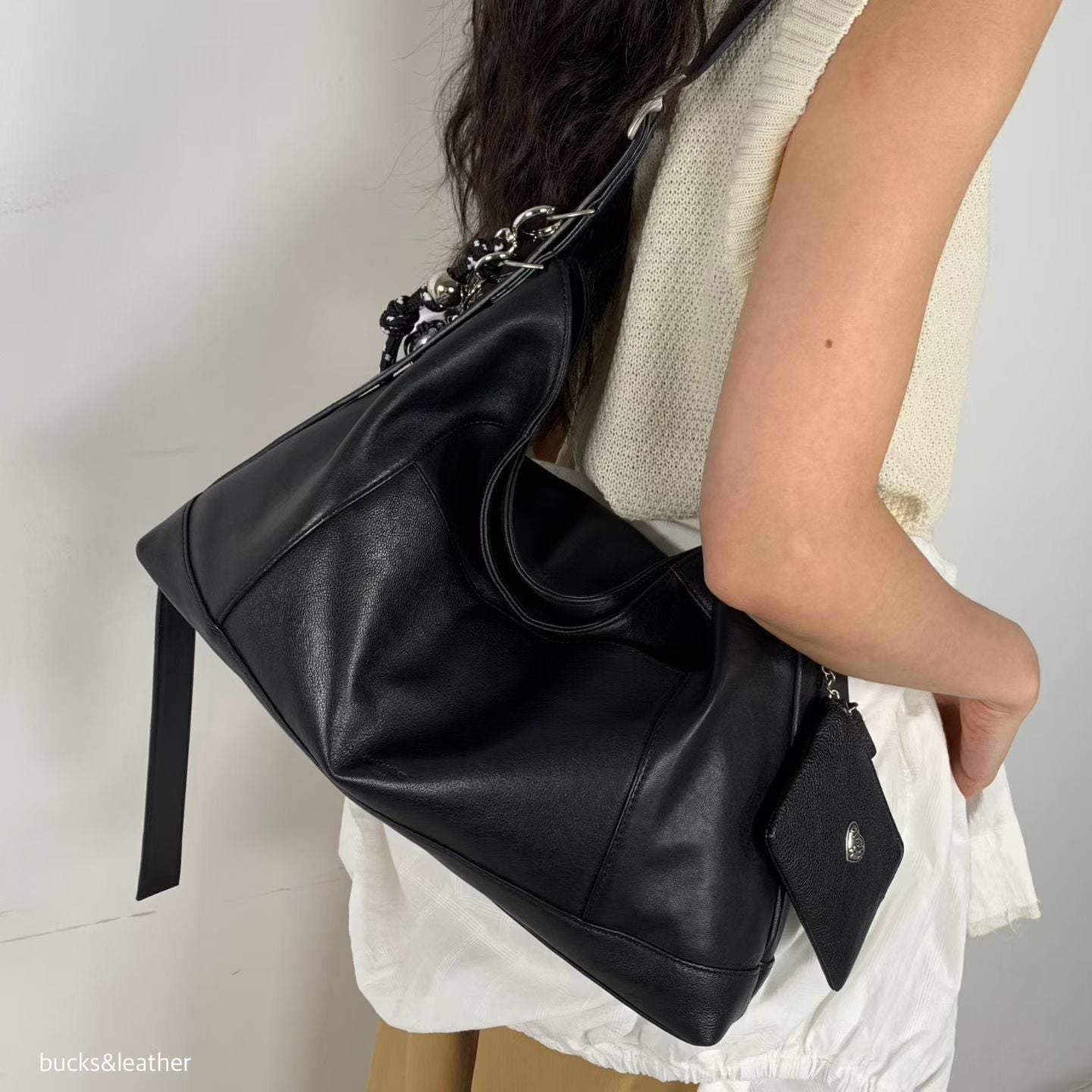 MZ847 LEATHER SQUARE TOTE BAG / 5 COLORS