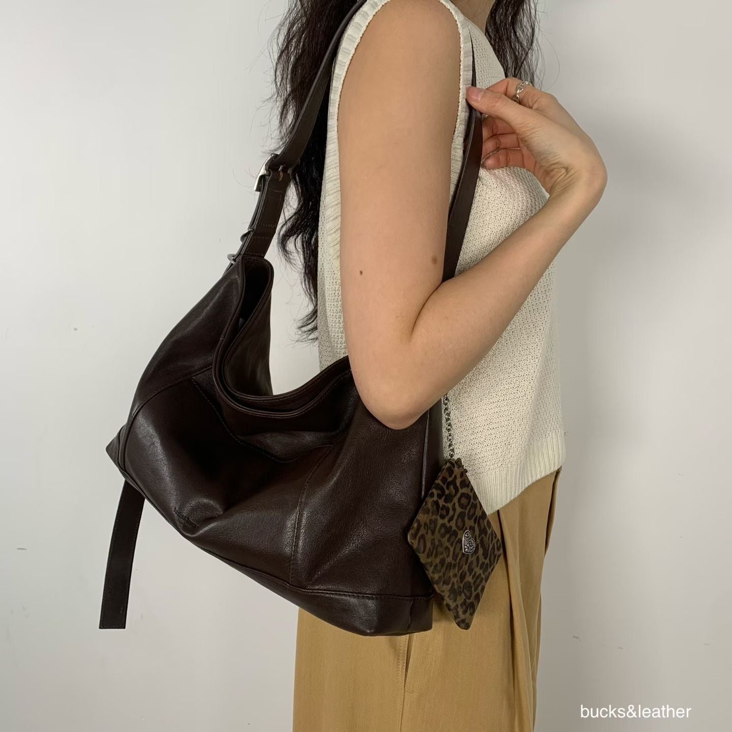 MZ847 LEATHER SQUARE TOTE BAG / 5 COLORS
