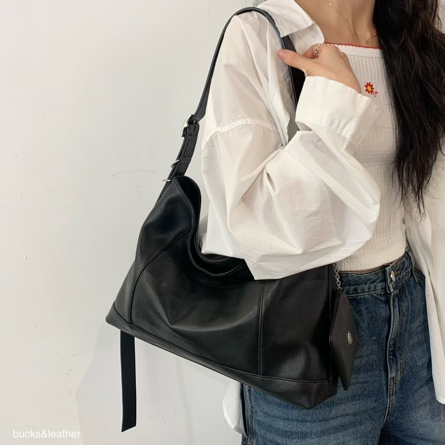 MZ847 LEATHER SQUARE TOTE BAG / 5 COLORS
