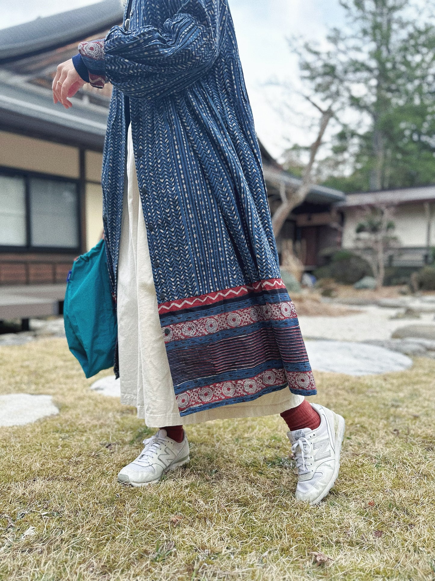 MZ115 INDIGO PATTERN SHIRT DRESS