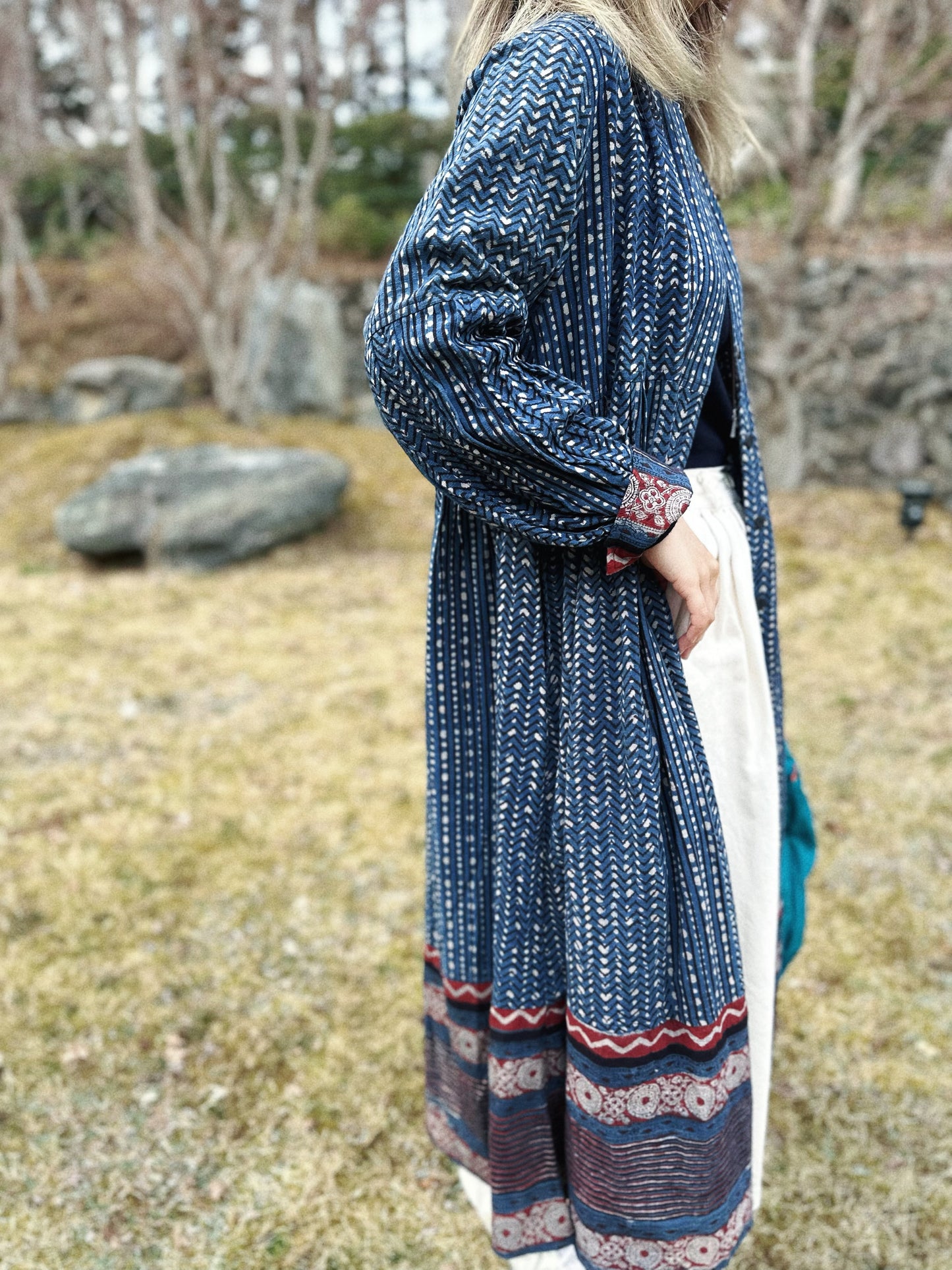 MZ115 INDIGO PATTERN SHIRT DRESS