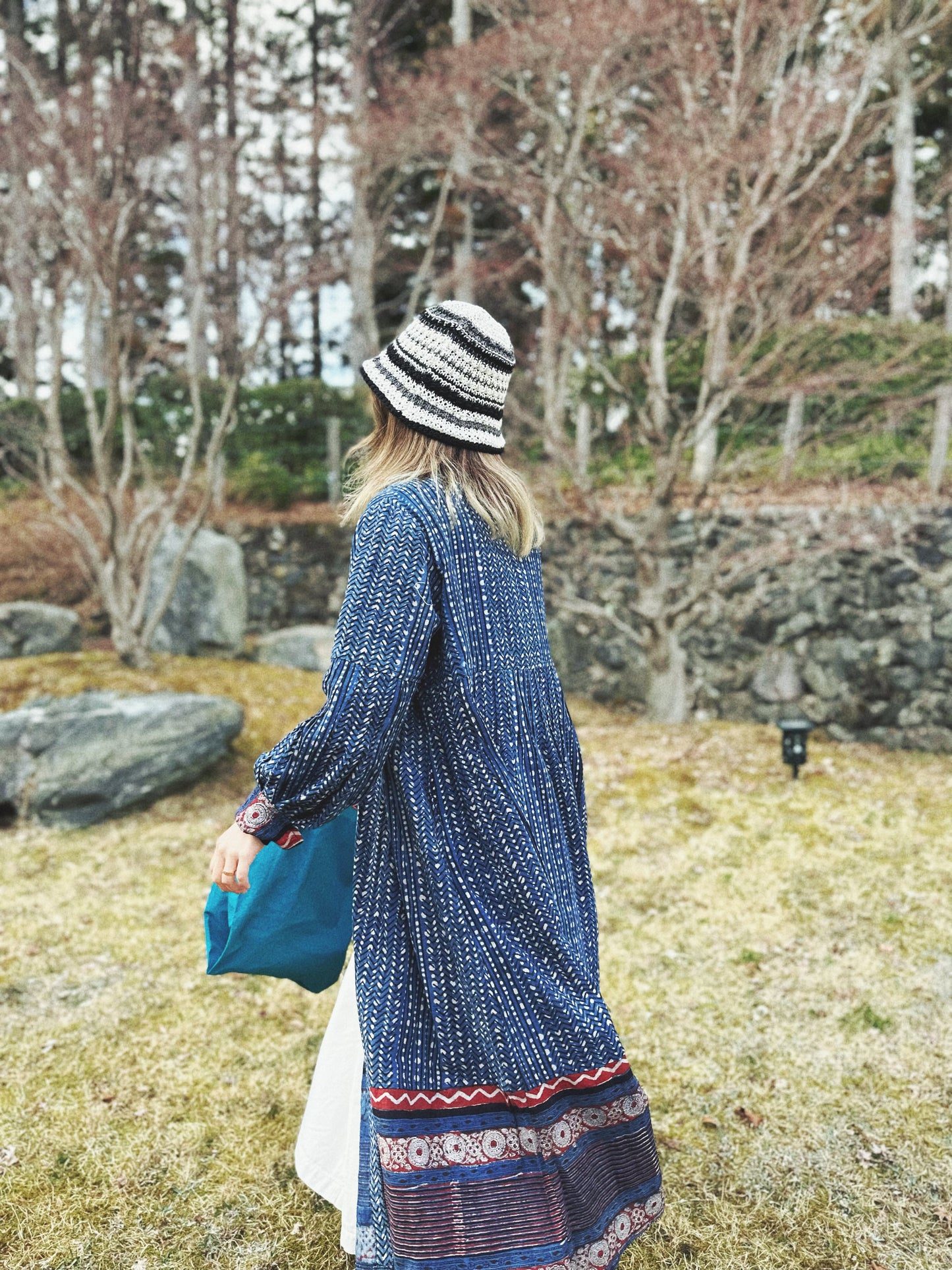 MZ115 INDIGO PATTERN SHIRT DRESS