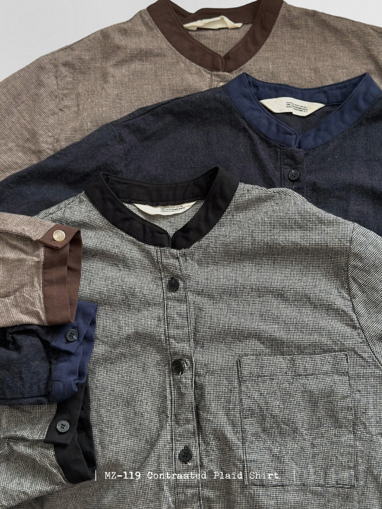 MZ-119 Contrasted Plaid Shirt