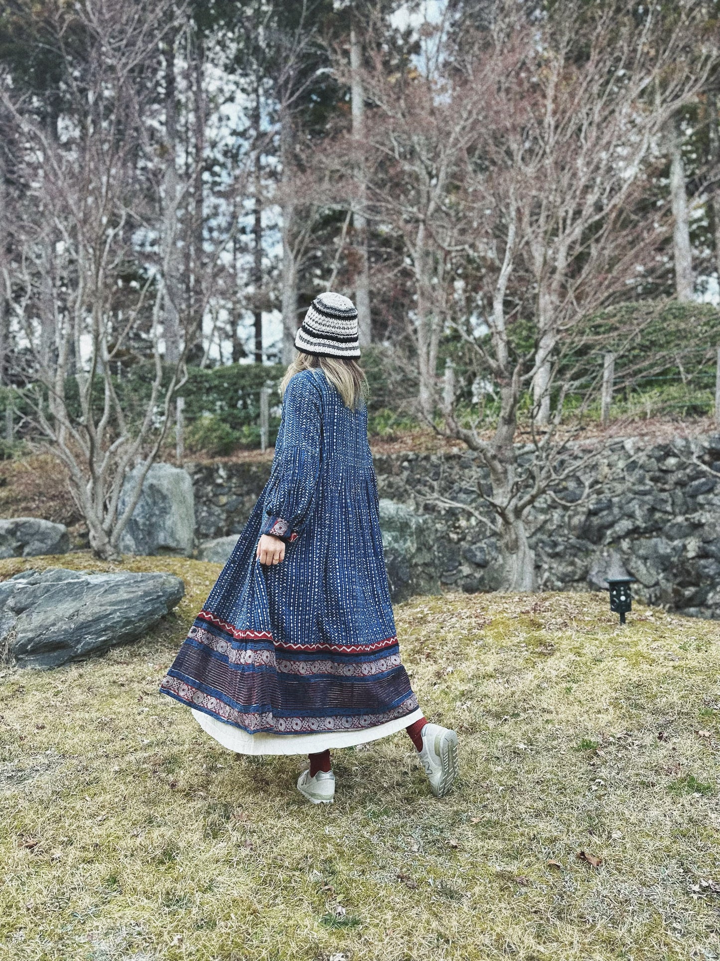 MZ115 INDIGO PATTERN SHIRT DRESS