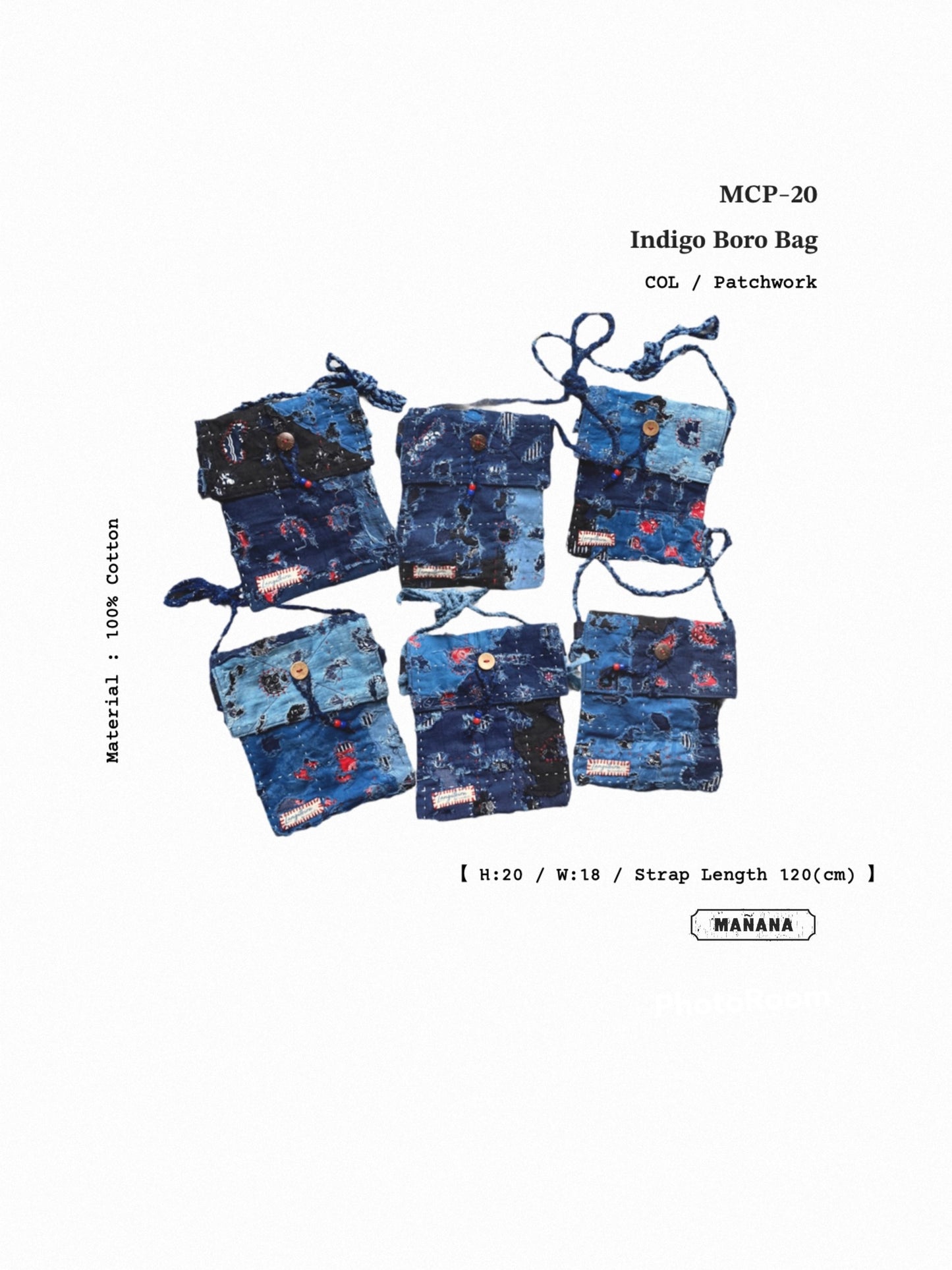 MCP-20 Indigo Patchwork Boro Bag