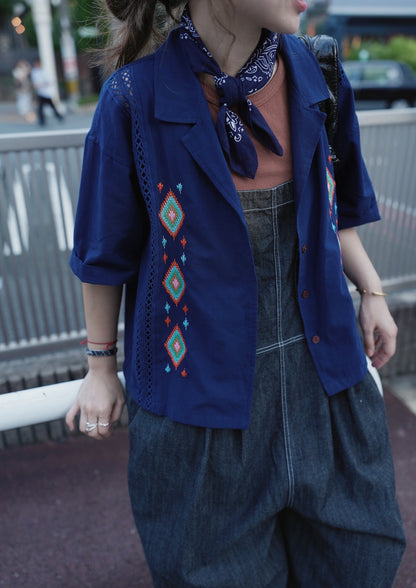 MZ818 NATIVE EMBROIDERED LACE SHIRT