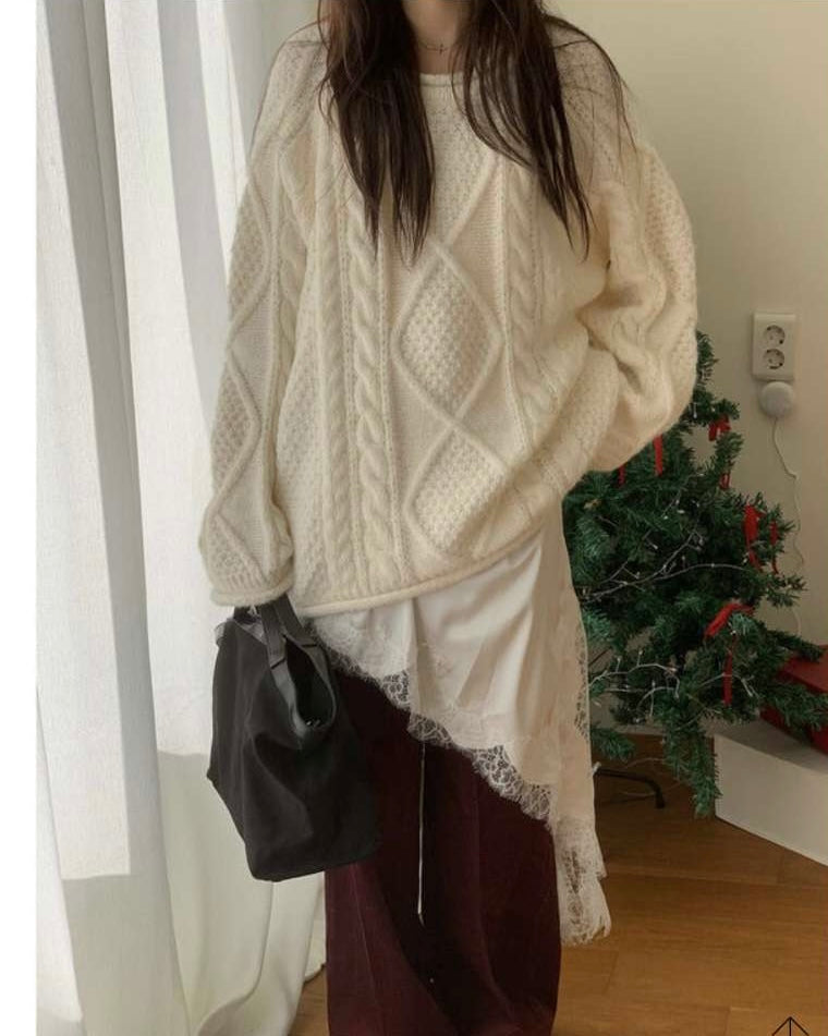 MZ915 CABLE KNIT WOOL TOP