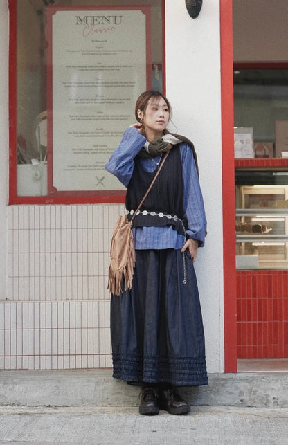 MZ967 RUFFLE COLLAR DOBBY BLOUSE