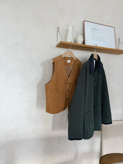 MZ848 CONTRASTED-COLLAR WORKER JACKET