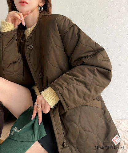 NA462 WAVY QUILTED MIDDLE COAT 【送$100】