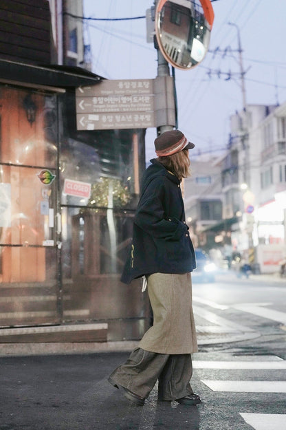 MZ938 DENIM TWILL BRUSHED HOODED COAT