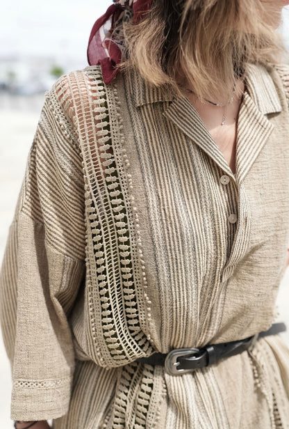 NA471 INDIAN WOVEN LACE PULLOVER