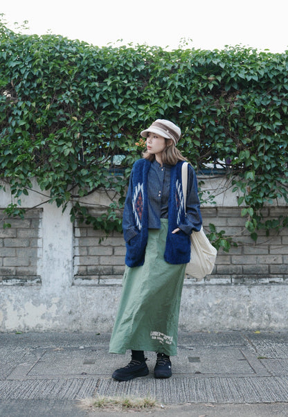 MZ932 HERRINGBONE CROPPED COLLARLESS SHIRT