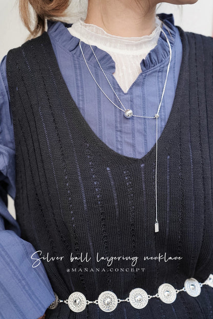 MZ964 SILVER BALL LAYERING NECKLACE