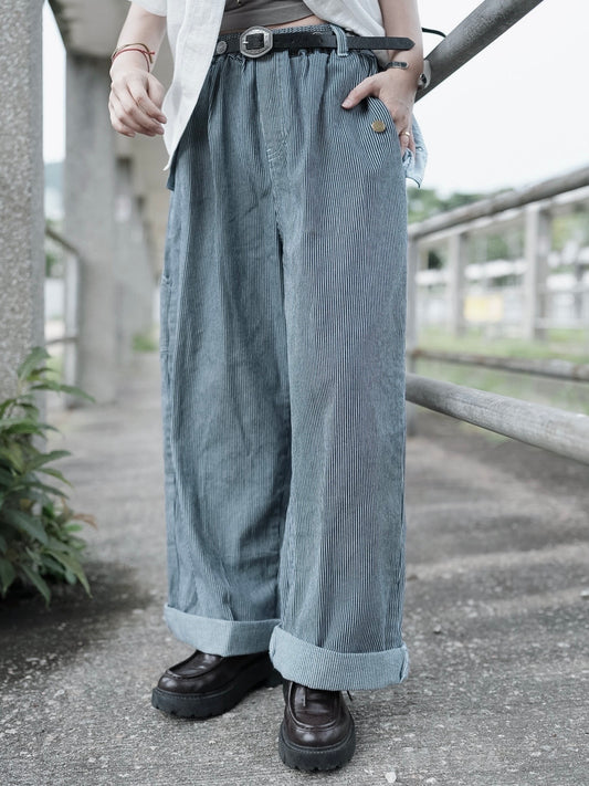 CB129 HICKORY STRIPE DENIM PANTS