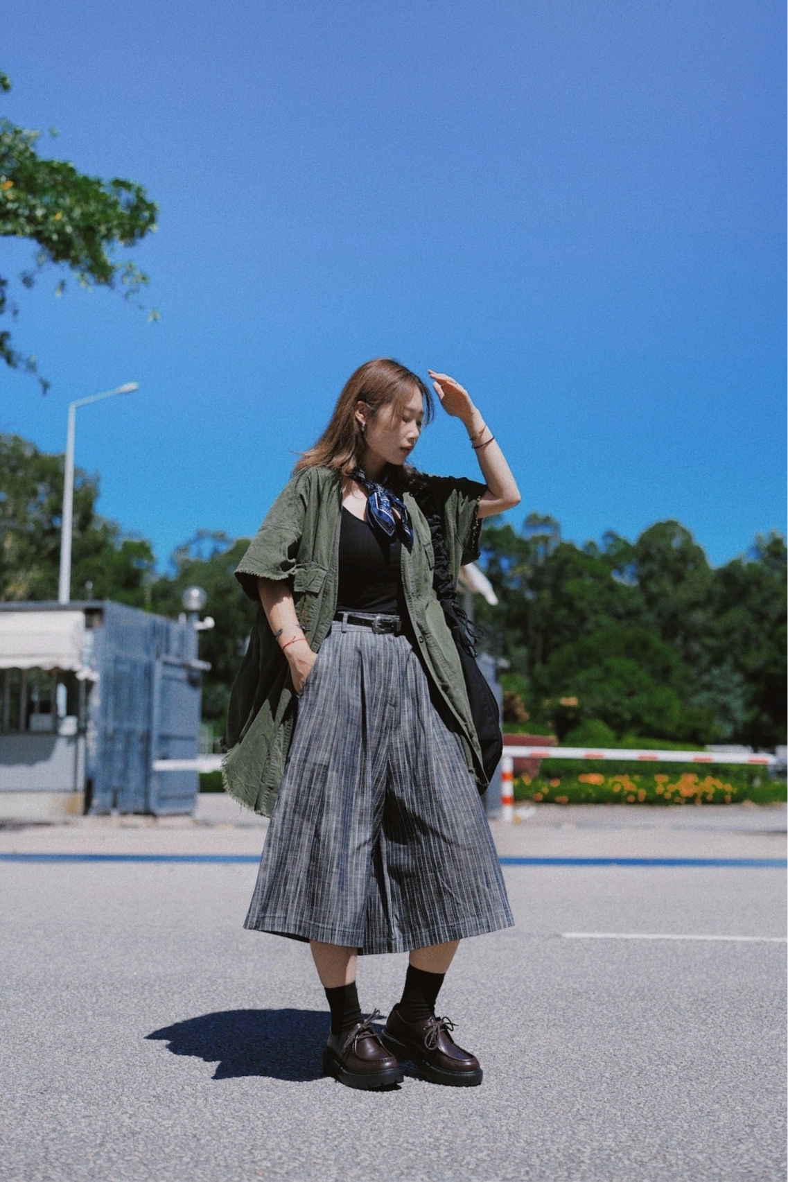 MZ839 NON FADE DENIM STRIPED SHORT