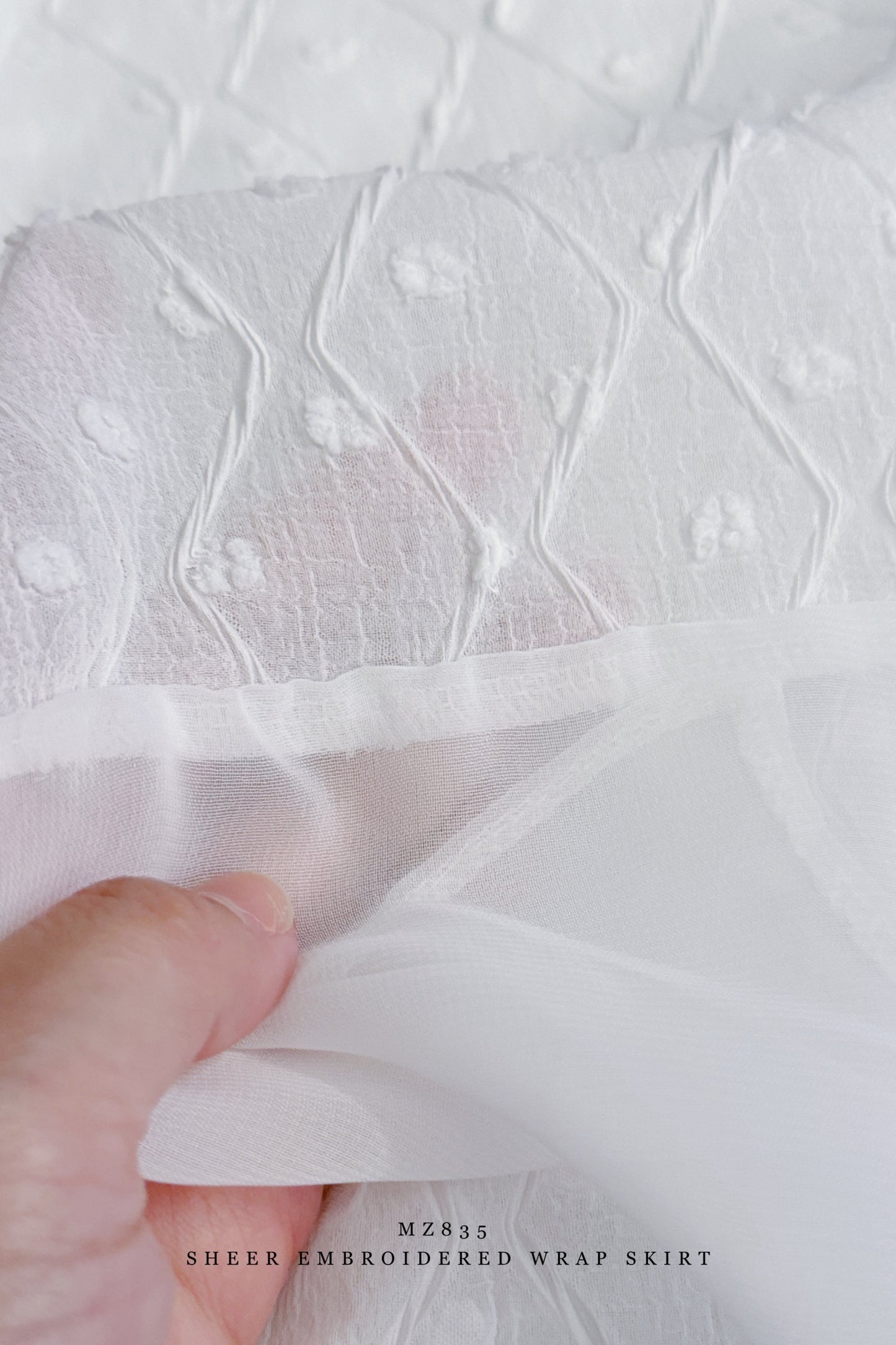 MZ835 SHEER EMBROIDERED WRAP SKIRT