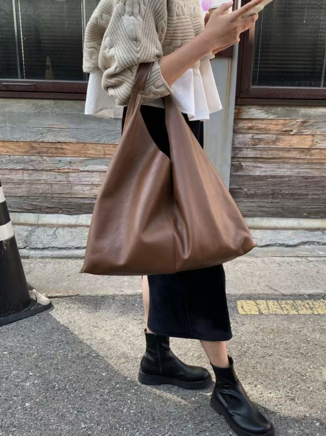 MZ838 ITALIAN LEATHER LARGE TOTE BAG / 2 COLORS