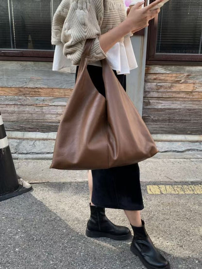 MZ838 ITALIAN LEATHER LARGE TOTE BAG / 2 COLORS