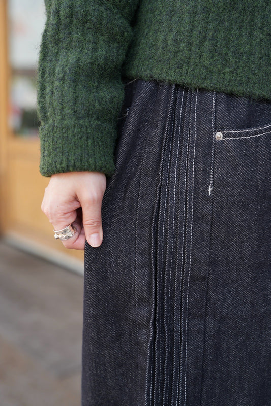 MZ906 UNISEX PLEATED DENIM SHORTS