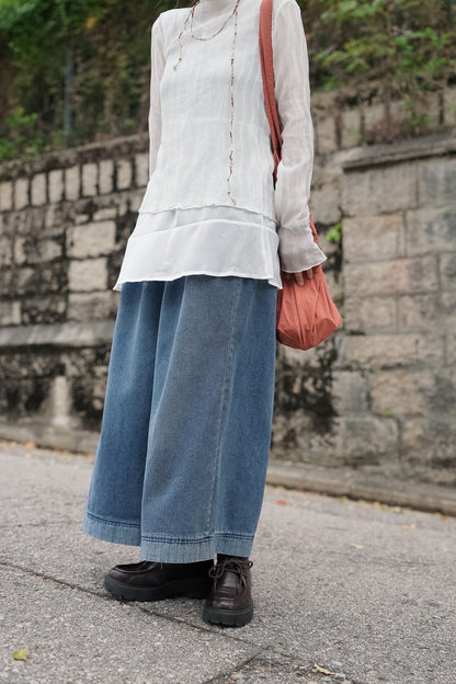MZ981 VINTAGE WASH WIDE-LEG JEANS