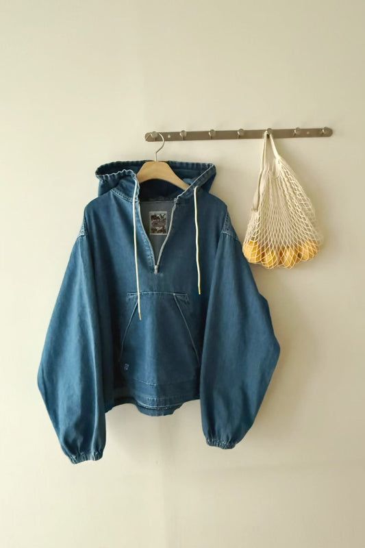MB053 HALF-ZIP DENIM PULLOVER