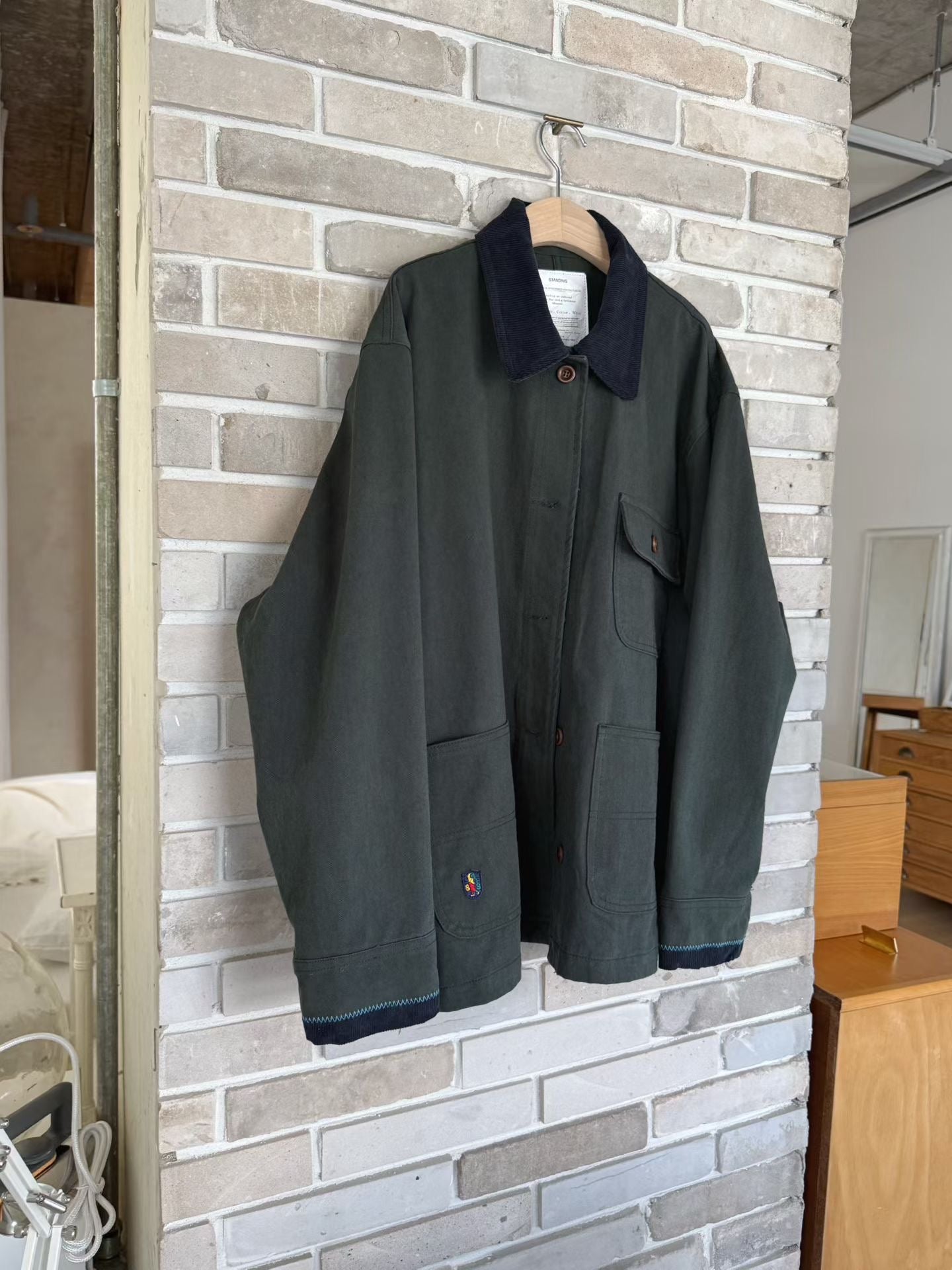 MZ848 CONTRASTED-COLLAR WORKER JACKET