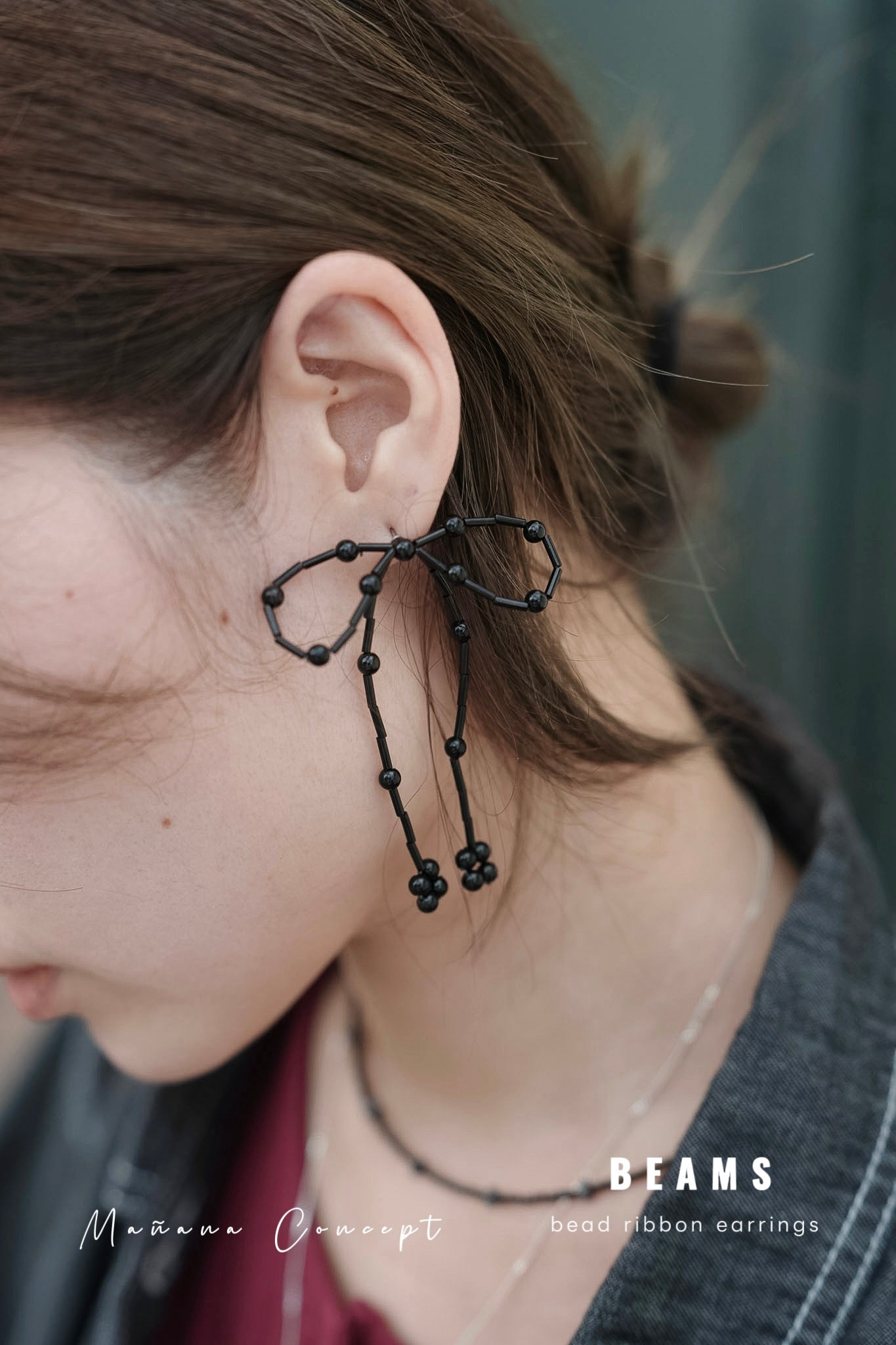 【67折】BEAMS BEAD RIBBON EARRINGS