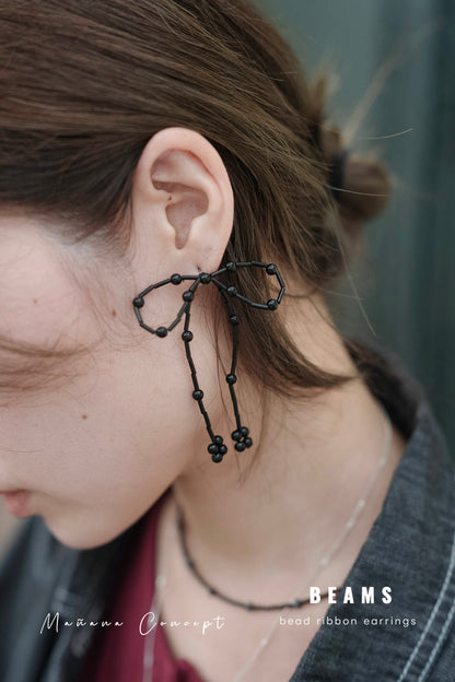【67折】BEAMS BEAD RIBBON EARRINGS