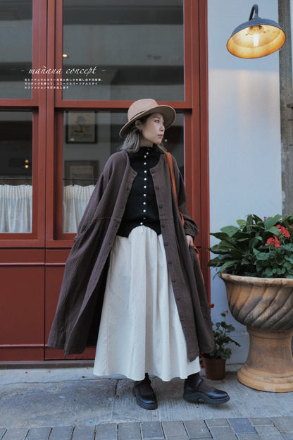CA683 Round Neck Crepe Shirt Dress