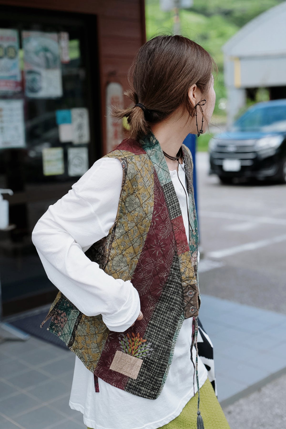 MB049B KIMONO PATCHWORK VEST
