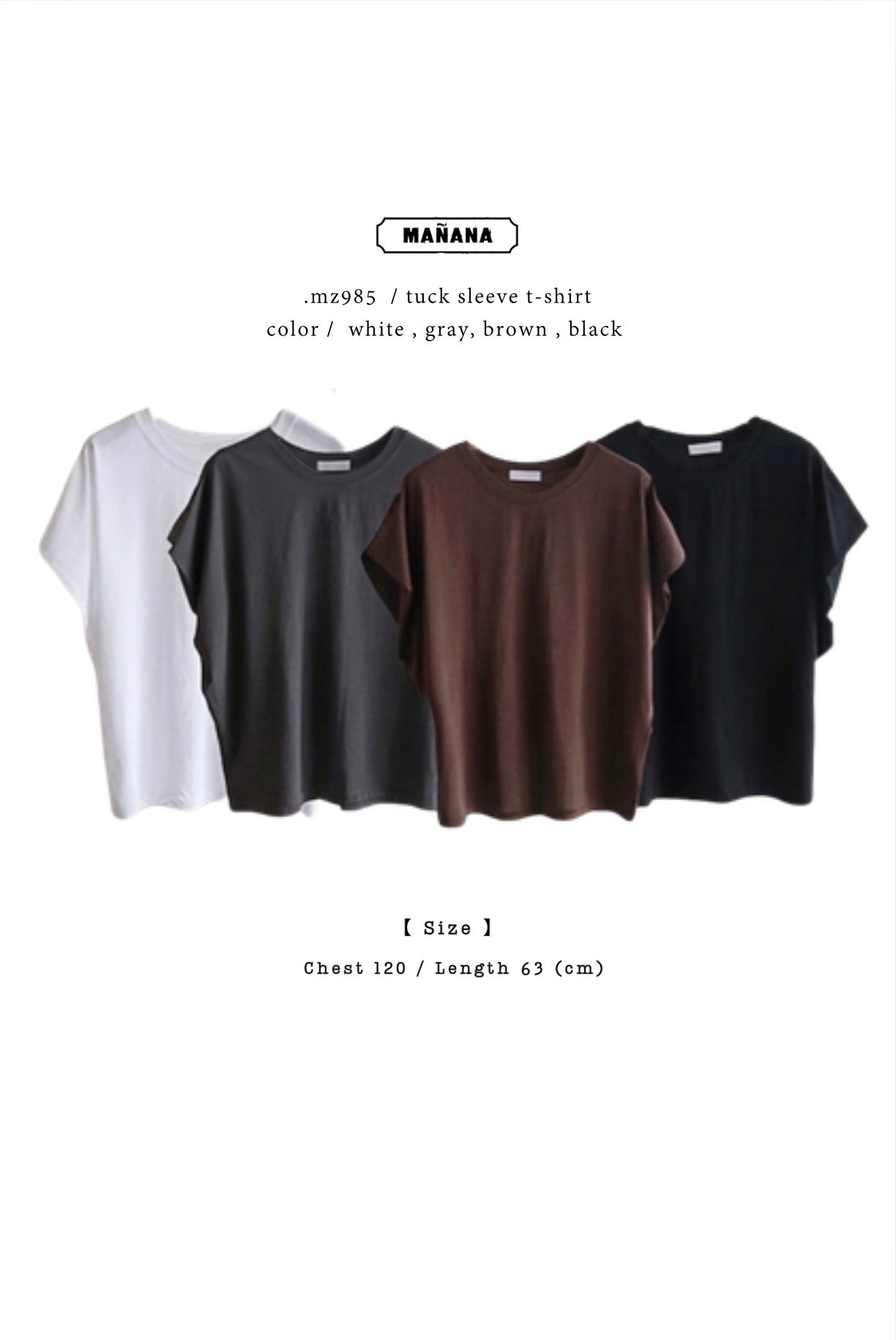 MZ985 TUCK SLEEVE T-SHIRT【2pcs -$20, 4pcs -$50】
