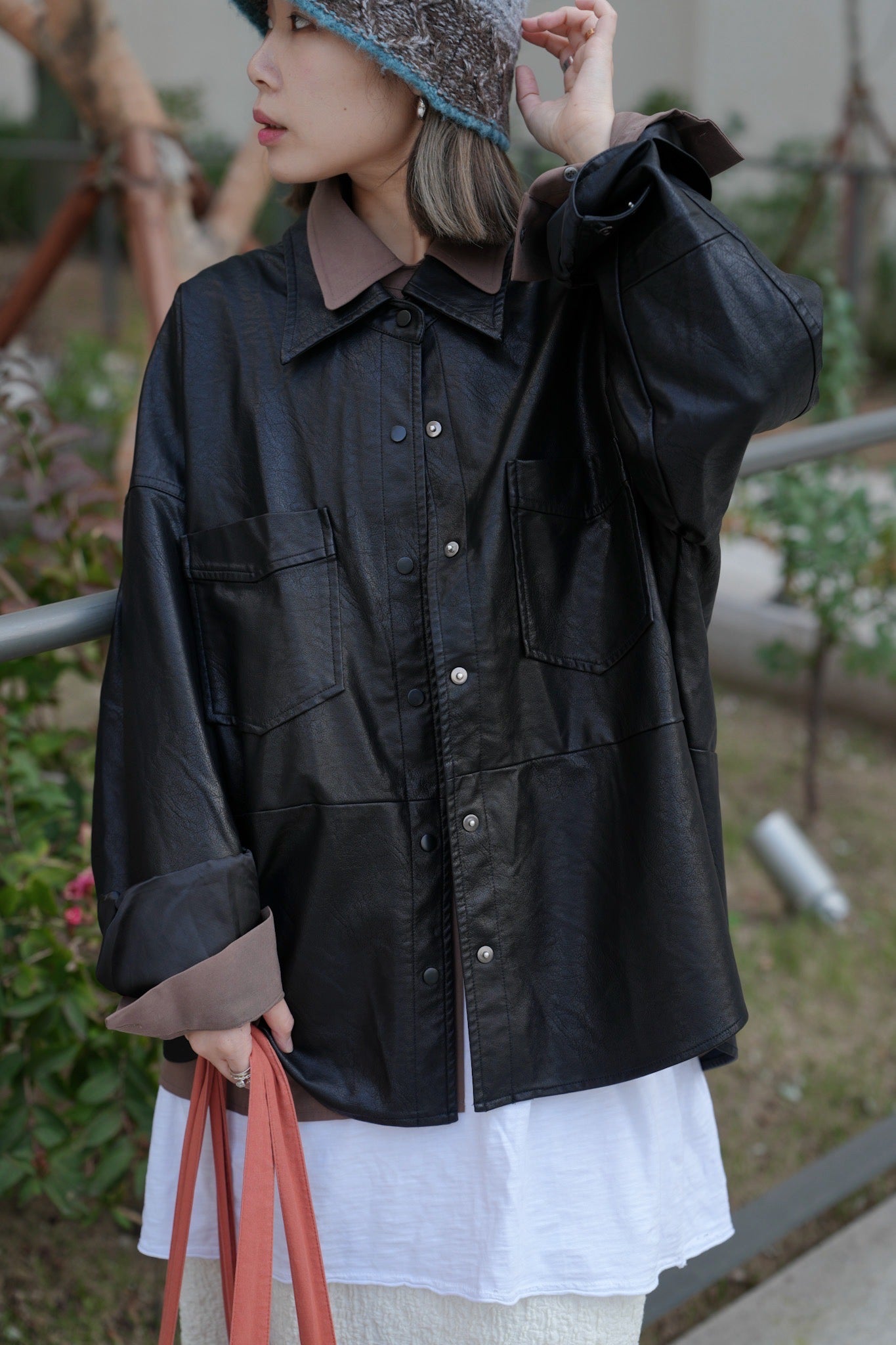 MZ857 OVERSIZED TENCEL SUEDE SHIRT