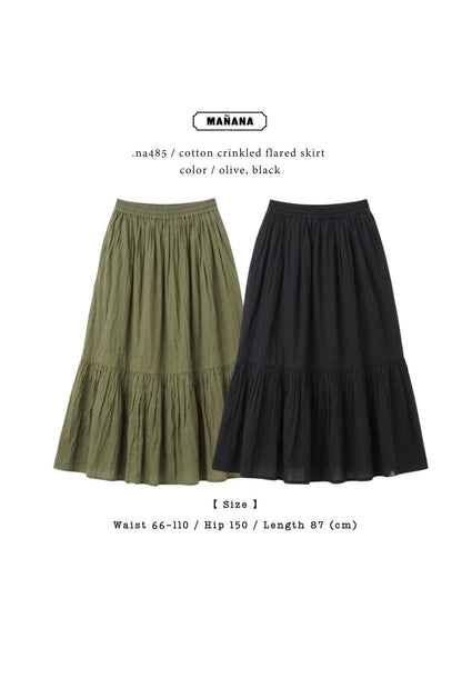 NA485 COTTON CRINKLED FLARED SKIRT