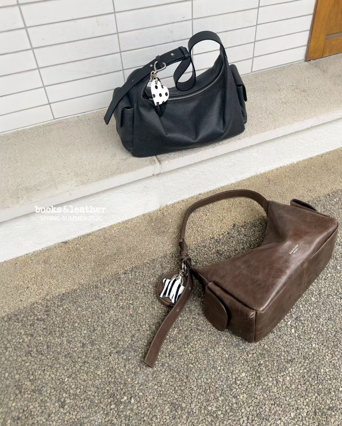 BUCKS & LEATHER HANDMADE DOUBLE POCKET HOBO BAG