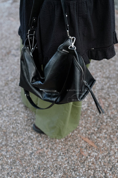 ❗️斷貨王❗️MATIN KIM SIDE ZIPPER SHOULDER BAG - BLACK/GREY/DK BROWN