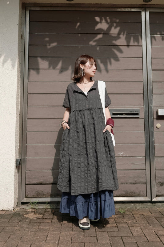 CB144 2WAY CRINKLE DOBBY DRESS