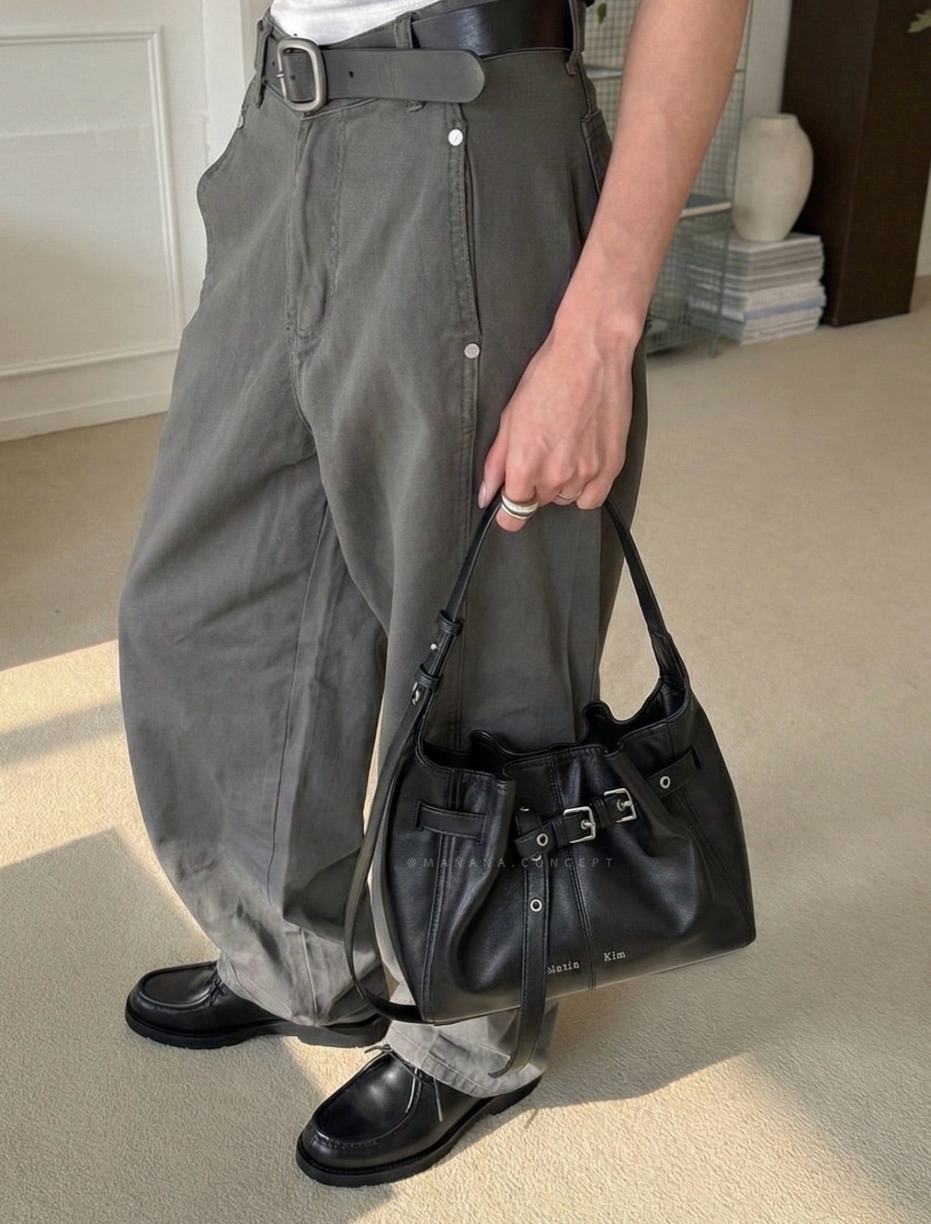 MATIN KIM BELTED VOLUNN BUCKET BAG