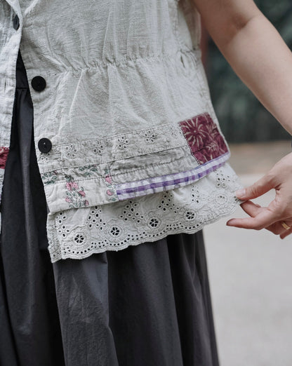 MB024 VINTAGE PATCHWORK STYLE VEST TOP