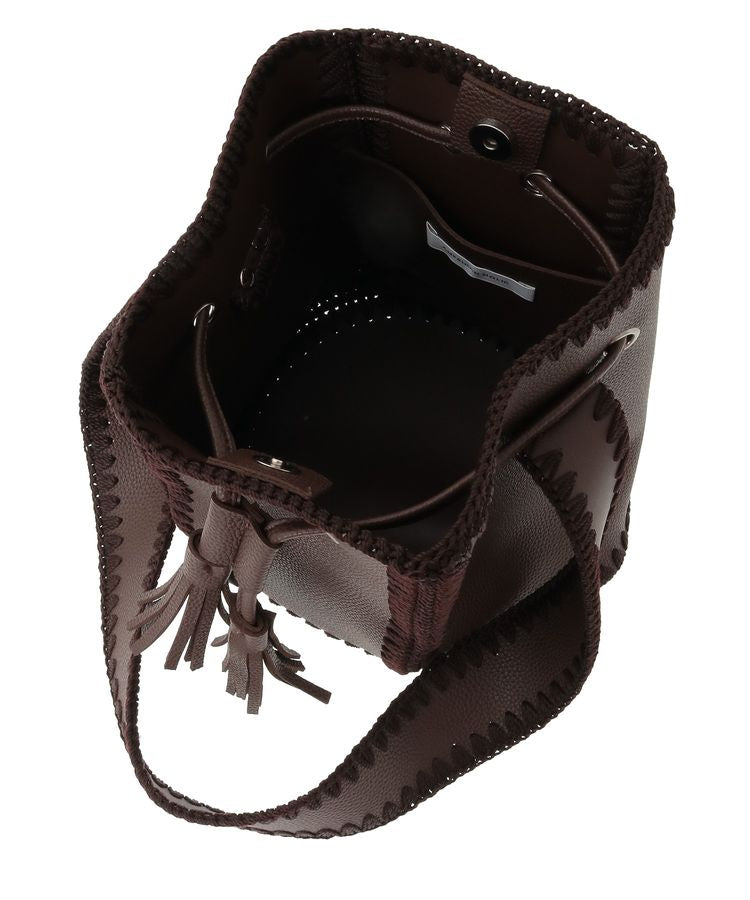 NA470 STITCHING FRINGED SHOULDER BAG