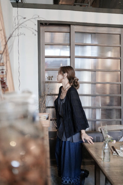MZ843 DOBBY RIBBON BLOUSE